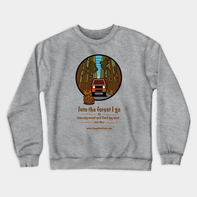 Campervan in Redwood Forest, light Crewneck Sweatshirt by CampWestfalia